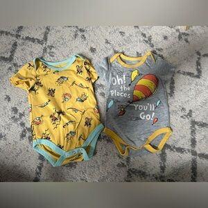 Dr. Seuss Kids Onesies - Yellow and Gray